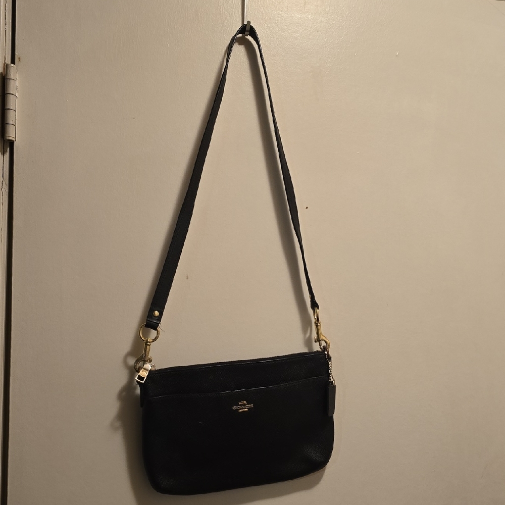 Coach Black Crossbody Bag with Gold Accents